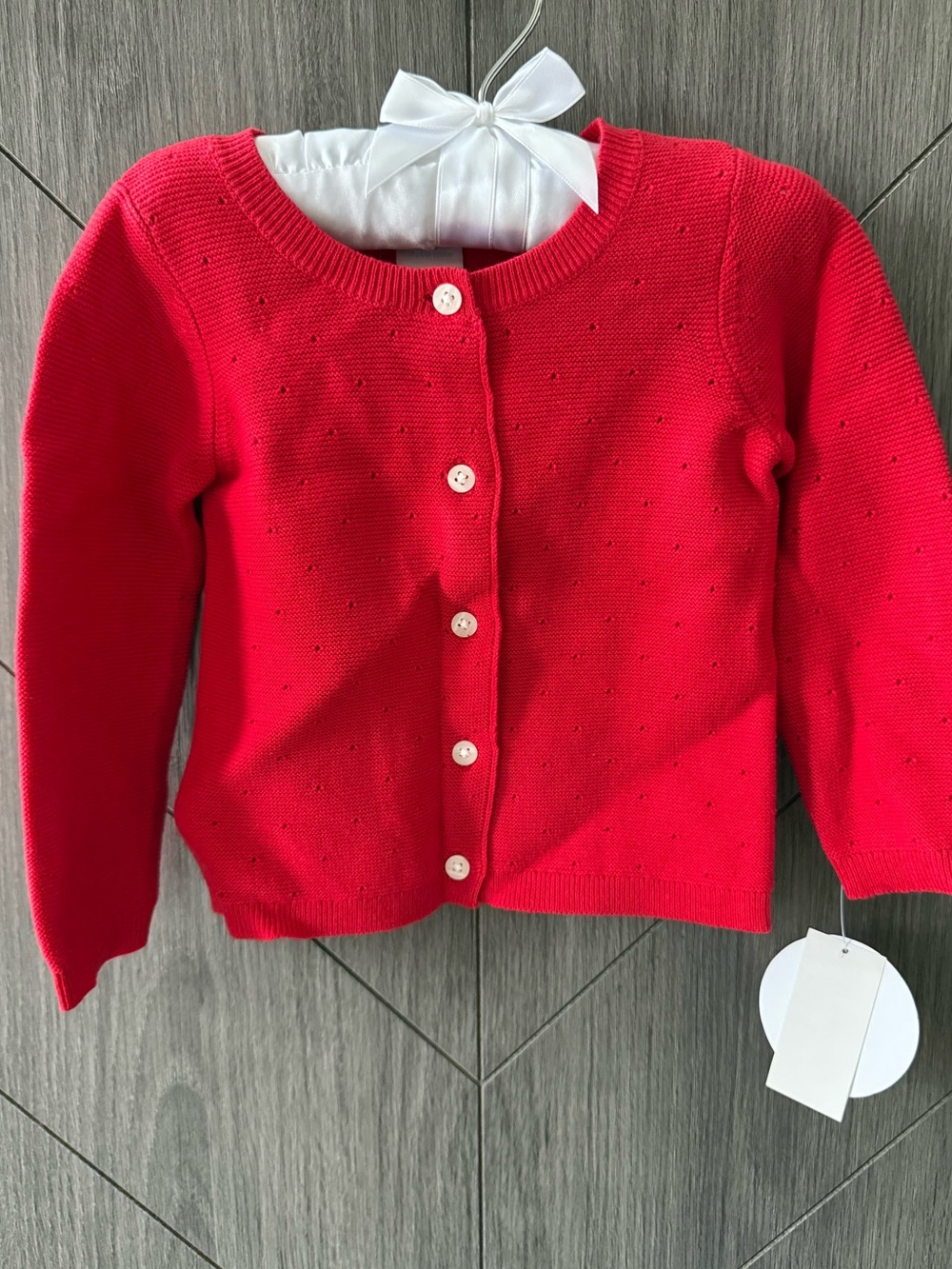 Edgehill Collection Red Knit Button-Front Baby Girls Cotton Cardigan